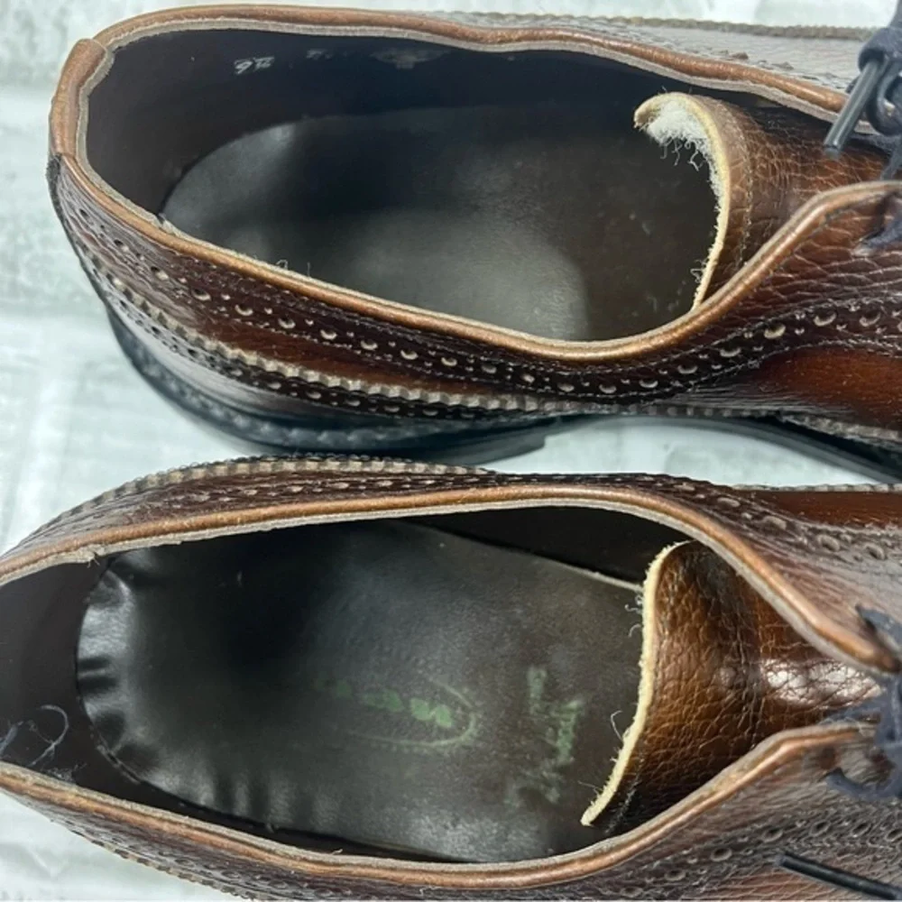 British Walkers Wingtip Dress Shoes Men SZ 9.5 D Brown Leather RARE Vintage